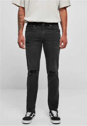 Distressed Stretch Denim Pants černé zničené seprané