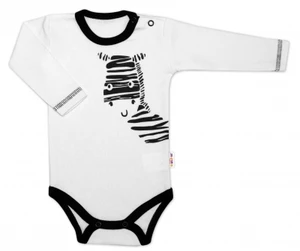 Baby Nellys Body dlouhý rukáv, bílé, Zebra, vel. 68 (3-6m)