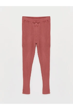 LC Waikiki Basic Girls' Knitwear Leggings with an Elastic Waist.