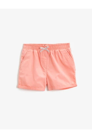 Koton Girl Pink Pocket Shorts Cotton Waist Bow