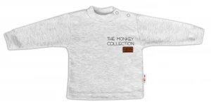 Baby Nellys Bavlněné tričko dlouhý rukáv Monkey - sv. šedý melírek, vel. 74 (6-9m)