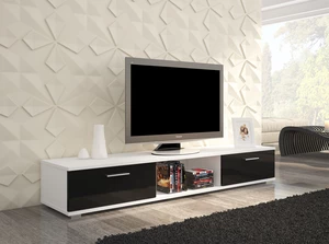 Moderní TV stolek Stark, bílá/černý lesk
