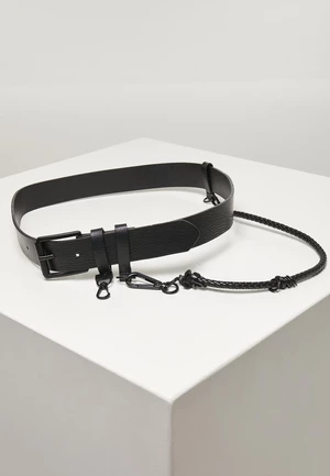 Imitation leather strap with key chain, black