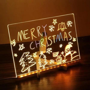 LED Lamp Acrylic Message Note Board Erasable USB Children Drawing Board Bedroom Night Light Birthday Kids Gift