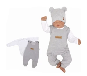 Z&amp;Z 2-dílná soupravička body + láclové kalhoty - šedá, vel. 56 (1-2m)