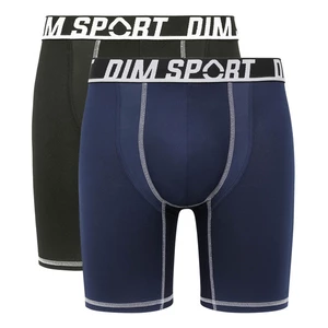 Sada dvou pánských sportovních boxerek v černé a tmavě modré barvě DIM SPORT LONG BOXER 2x