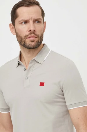 Bavlnené polo tričko HUGO šedá farba,jednofarebný,50490775