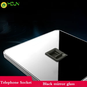 Type 86 Black Mirror Glass Phone Socket Fixed-line landline special 2-core socket interface switch panel