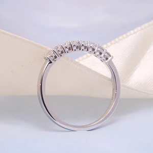 DEF Color 0.28ctw 2.0mm Round Cut HPHT Cvd Lab Diamond Wedding Band Real 14k White Gold Ring for Women