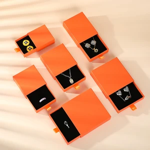 Cardboard Drawer Sliding Necklace Earring Bracelet Ring Gift Paper Packaging Jewelry Box 7x9x2.5cm Travel Organizer Boxes Case