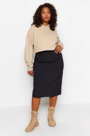 Trendyol Curve Black Parachute Midi Woven Skirt