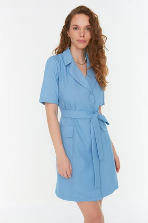 Trendyol Blue Belted Jacket Woven Dress