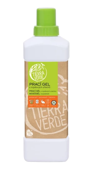 Tierra Verde Prací gél z mydlových orechov s BIO pomarančovou silicou 1 l