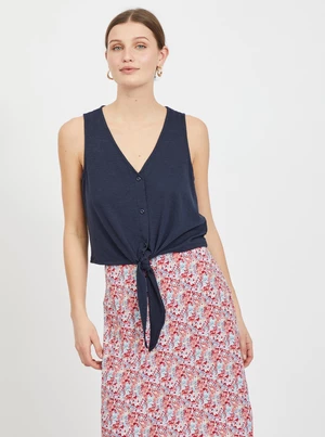 Dark blue short top with tie VILA Anika - Women