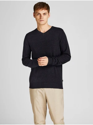 Black basic sweater Jack & Jones Emil - Men