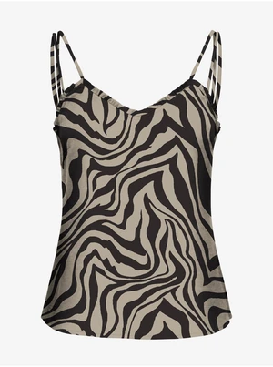 Black and Beige Women's Patterned Top ONLY Nova - Women