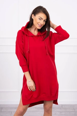 Dress with hood and longer back red