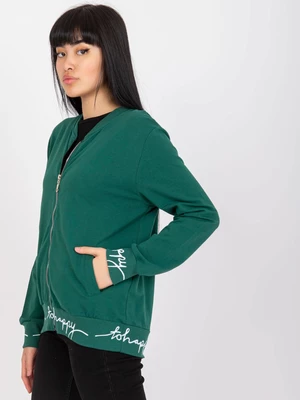 Women's dark green cotton sweatshirt type bomber