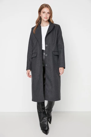 Trendyol Anthracite Button Close Stamp Coat