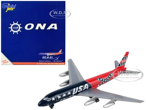 McDonnell Douglas DC-8-21 Commercial Aircraft "Overseas National Airways - USA" Blue and Red Confederate Flag Livery 1/400 Diecast Model Airplane by