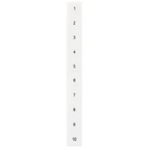 Popisovací štítek, přední, s ČÍSLA 11-20, horizontální, šířka svorky: 10,2 mm, H: ... Siemens 8WH8140-5AB15 100 ks
