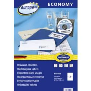 Europe 100 ELA026 etikety 210 x 148.5 mm papír bílá 200 ks permanentní univerzální etikety inkoust, laser, kopie 100 Blatt A4