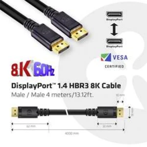DisplayPort kabel club3D [1x zástrčka DisplayPort - 1x zástrčka DisplayPort] černá 4.00 m