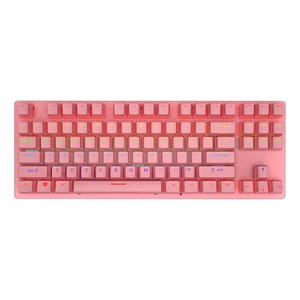 LEAVEN K550 Mechanical Keyboard 87 Keys Suspended Translucent Keycaps Blue/Red Switch Colorful Backlit USB Wired Gaming