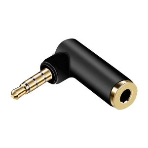 CE-LINK 90° L-type 3.5mm 4 Pole Male to Female Audio Adapter Connector Earphone Jack