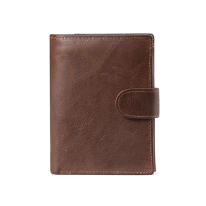 Menico Men Genuine Leather Vintage Business Multi-Card Slot RFID Short Wallet