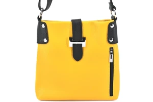 Dámská kožená kabelka crossbody Arteddy - žlutá/černá