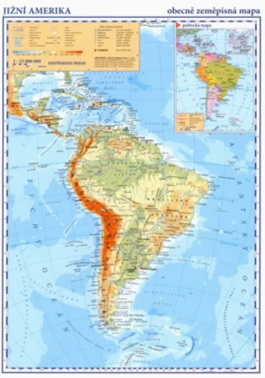 Jižní Amerika – příruční obecně zeměpisná mapa