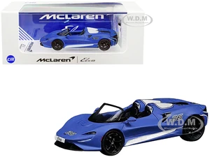 McLaren Elva Convertible 26 Matt Blue with White Stripes and Extra Wheels 1/64 Diecast Model Car by CM Models