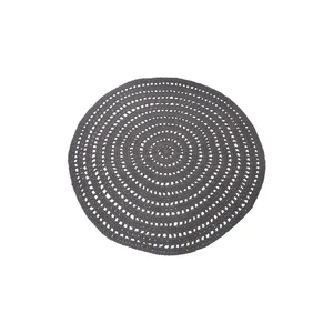 Tmavosivý kruhový bavlnený koberec LABEL51 Knitted, ⌀ 150 cm