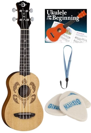 Luna UKE-HONU-SPR SET Sopran Ukulele Hawaiian Turtle Design