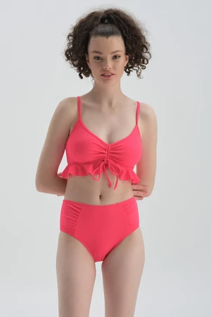 Dagi Neon Fuchsia Recovery Side Drapped Dół od bikini z wysokim stanem