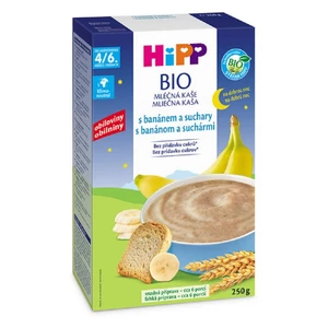 HIPP BIO Mliečna kaša na dobrú noc s banánom a suchármi od ukončeného 4./6. mesiace veku 250 g
