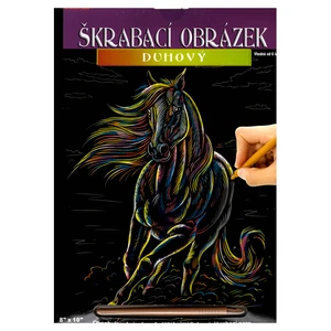 SMT CREAYTOYS Škrabací obrázek duhový A4 kůň 1 ks