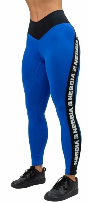 Nebbia High Waisted Side Stripe Leggings Iconic Blue L Fitness kalhoty