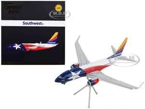 Boeing 737-700 Commercial Aircraft with Flaps Down "Southwest Airlines - Lone Star One" Texas Flag Livery "Gemini 200" Series 1/200 Diecast Model Air