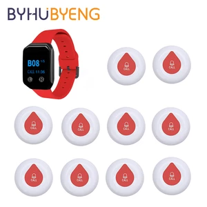 BYHUBYENG Wireless System10pcs Wireless Call Button Caregiver Restaurant Pager Waterproof for Elderly Patient +1 watch pager