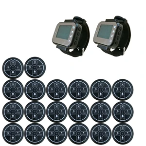 20 pcs call buzzer 2 watch receiver Restaurant Guest 4-keys Ultra-thin Button Waiter Wireless Calling System