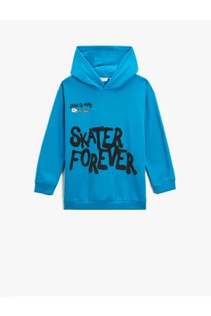 Koton Hoodie Sweatshirt Skateboarding Theme Printed Back