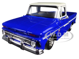 1966 Chevrolet C10 Fleetside Pickup Truck Blue with Cream Top 1/24 Diecast Car Model by Motormax