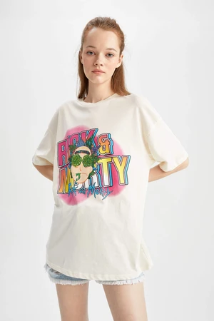 DEFACTO Coool Rick and Morty Licensed Oversize Fit Crew Neck Printed Short Sleeve T-Shirt