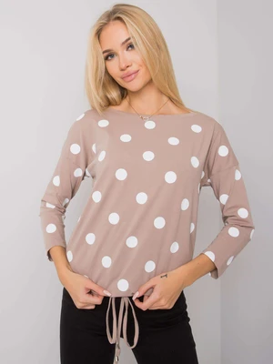 RUE PARIS Dark beige lady's blouse with polka dots