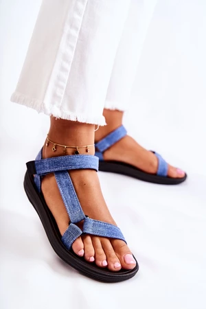 Classic women's Velcro sandals Blue Kalla