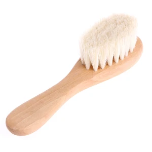 Wooden Handle Brush Baby Hairbrush Newborn Hair Brush Infant Comb Head Massager Newborn Baby Natural Soft Wool Portable Comb