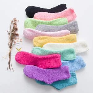 10 PCS=5Pairs/Lot High Fashion Cute Socks Women Bed Socks Pure Colorful Fluffy Warm Winter Kids Gift Soft Floor Home Sleep Socks