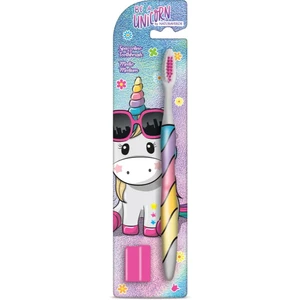 Be a Unicorn Naturaverde Toothbrush Medium zubní kartáček pro děti s cestovní krytkou 1 ks